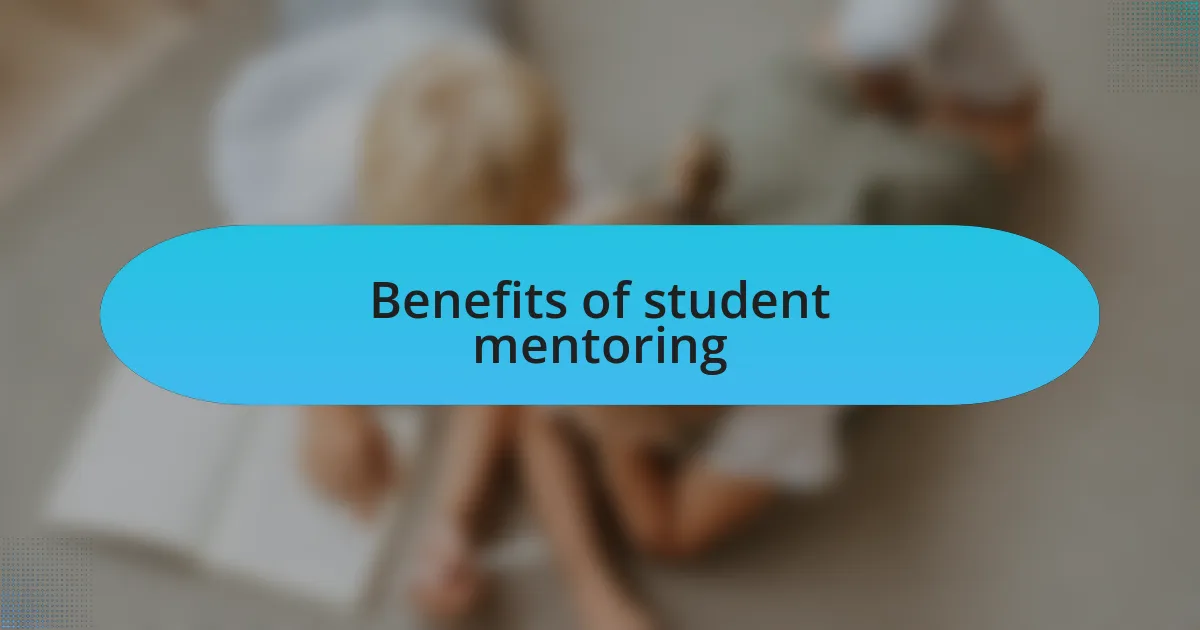 Benefits of student mentoring
