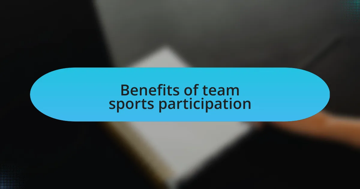 Benefits of team sports participation